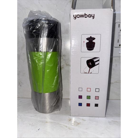Yawbay Green Travel Coffee Mug with 360°Lid 17oz Leak Proof Stainless Steel NIB - Picture 5 of 5